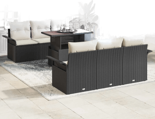 Vidaxl Hagesofa Set 7 pcs Svart