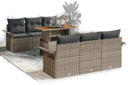 Vidaxl Hagesofa Set 7 pcs Grå