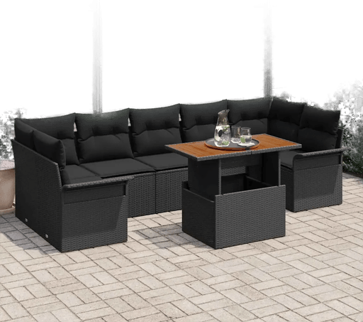 Vidaxl Hagesofa Set 8 pcs Svart
