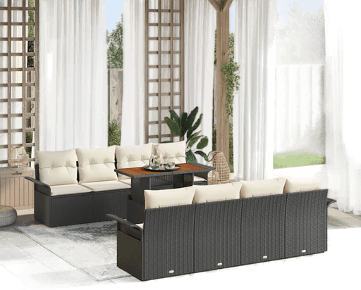 Vidaxl Hagesofa Set 9 pcs Svart