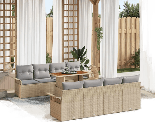 Vidaxl Hagesofa Set 9 pcs Beige