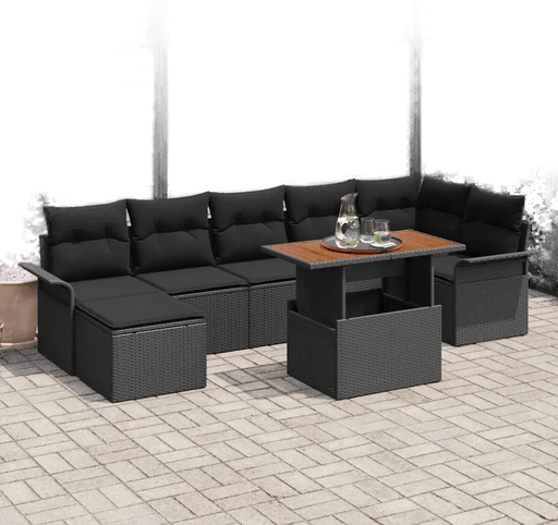 Vidaxl Hagesofa Set 8 pcs Svart