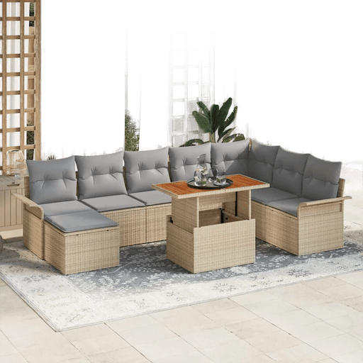 Vidaxl Hagesofa Set 9 pcs Beige