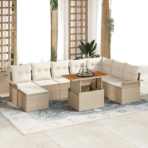 Vidaxl Hagesofa Set 9 pcs Beige