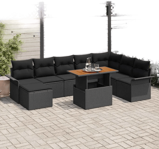 Vidaxl Hagesofa Set 9 pcs Svart