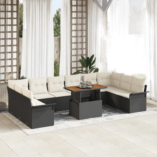 Vidaxl Hagesofa Set 11 pcs Svart