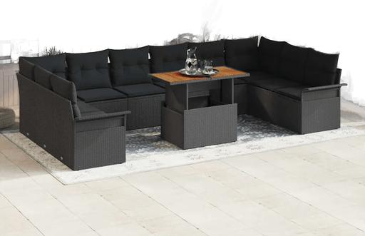 Vidaxl Hagesofa Set 11 pcs Svart