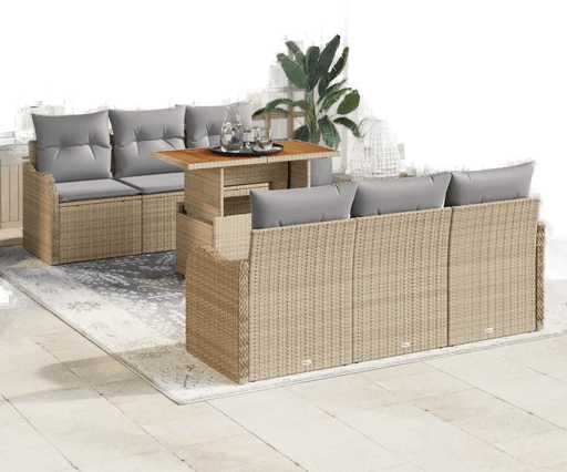 Vidaxl Hagesofa Set 7 pcs Beige