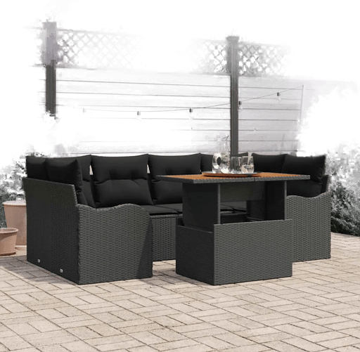 Vidaxl Hagesofa Set 7 pcs Svart