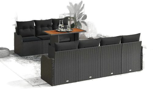 Vidaxl Hagesofa Set 8 pcs Svart