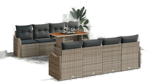 Vidaxl Hagesofa Set 9 pcs Grå