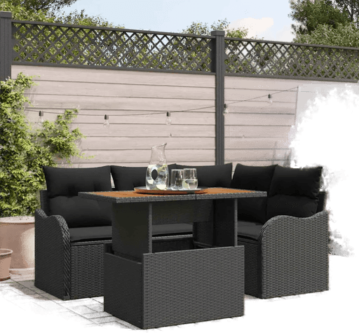 Vidaxl Hagesofa Set 5 pcs Svart