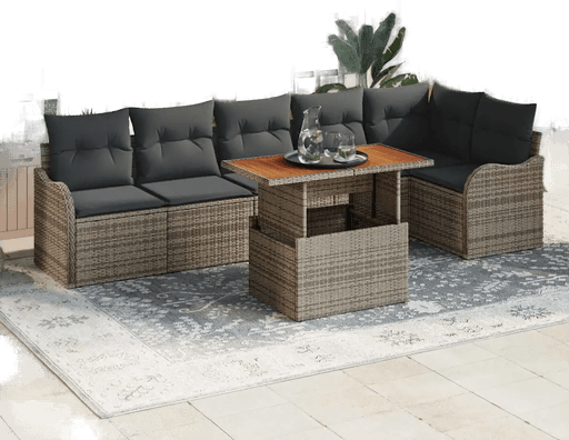 Vidaxl Hagesofa Set 7 pcs Grå