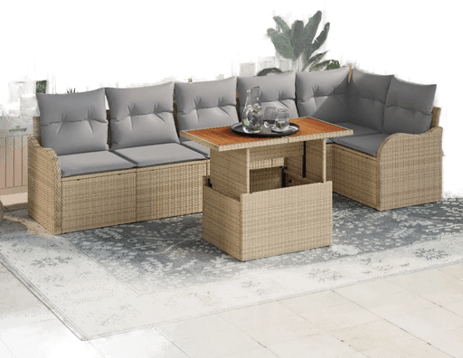 Vidaxl Hagesofa Set 7 pcs Beige