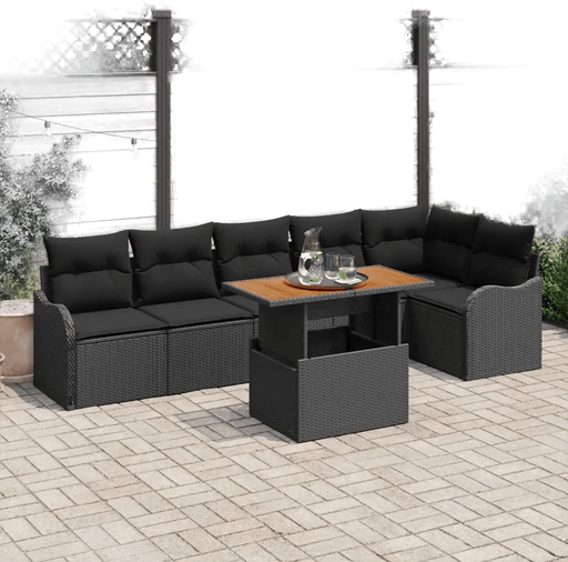 Vidaxl Hagesofa Set 7 pcs Svart