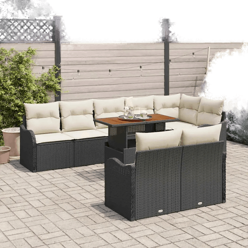 Vidaxl Hagesofa Set 9 pcs Svart