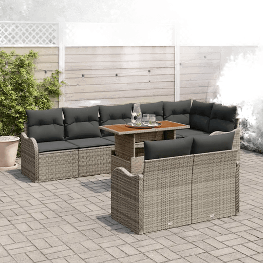 Vidaxl Hagesofa Set 9 pcs Grå