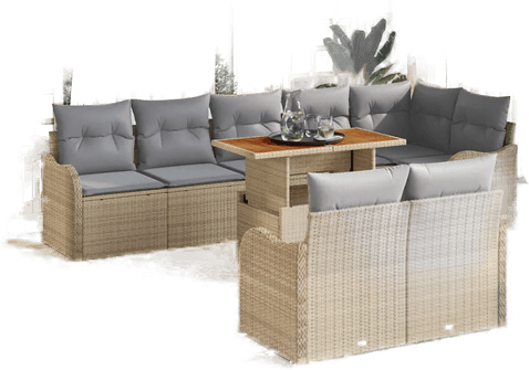 Vidaxl Hagesofa Set 9 pcs Beige