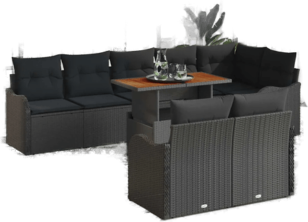 Vidaxl Hagesofa Set 9 pcs Svart