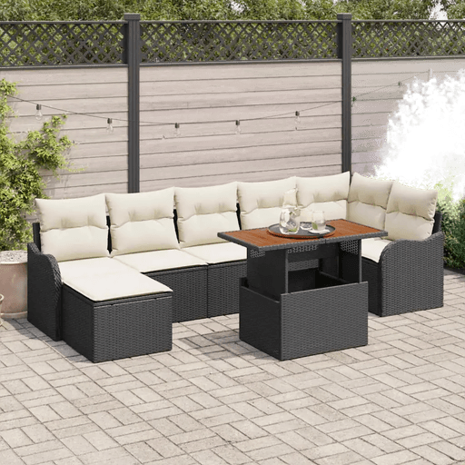 Vidaxl Hagesofa Set 8 pcs Svart