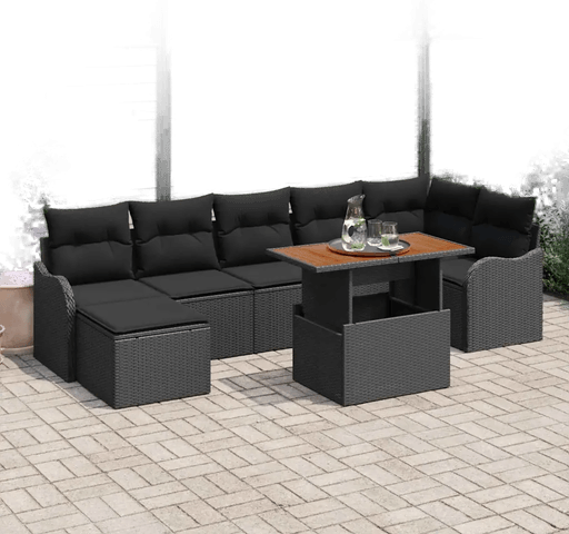 Vidaxl Hagesofa Set 8 pcs Svart