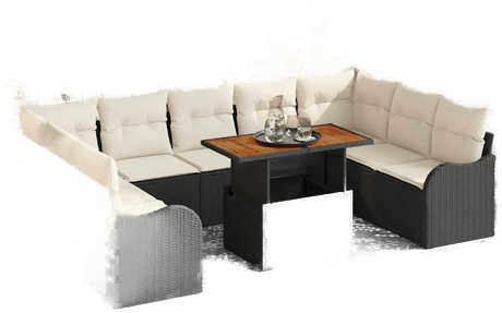 Vidaxl Hagesofa Set 10 pcs Svart