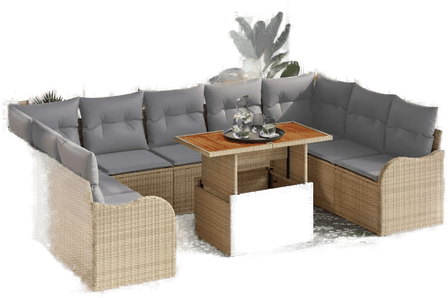 Vidaxl Hagesofa Set 10 pcs Beige