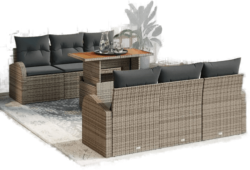 Vidaxl Hagesofa Set 7 pcs Grå