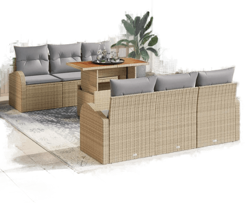 Vidaxl Hagesofa Set 7 pcs Beige