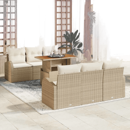 Vidaxl Hagesofa Set 7 pcs Beige