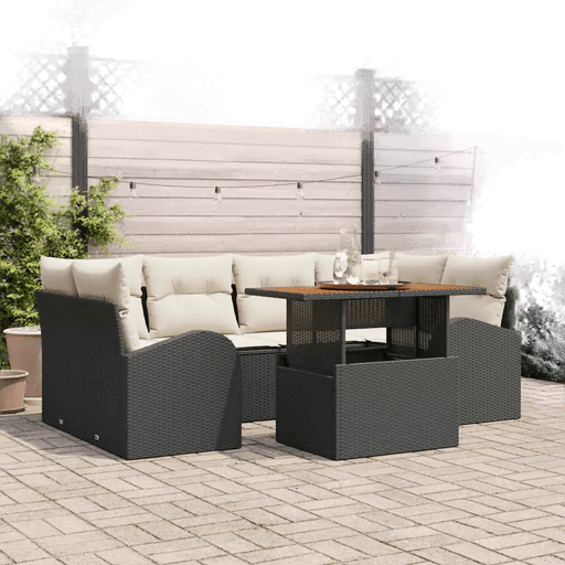 Vidaxl Hagesofa Set 7 pcs Svart