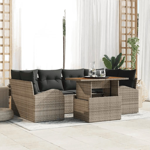 Vidaxl Hagesofa Set 7 pcs Grå