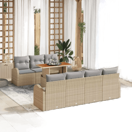 Vidaxl Hagesofa Set 8 pcs Beige