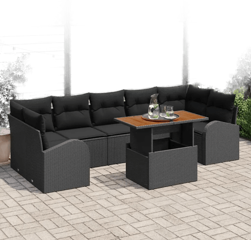 Vidaxl Hagesofa Set 8 pcs Svart