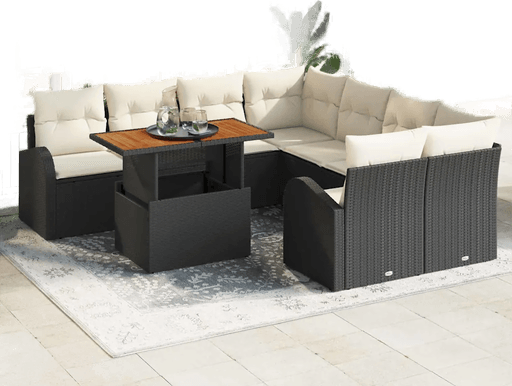 Vidaxl Hagesofa Set 9 pcs Svart