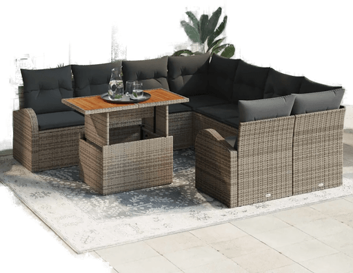 Vidaxl Hagesofa Set 9 pcs Grå