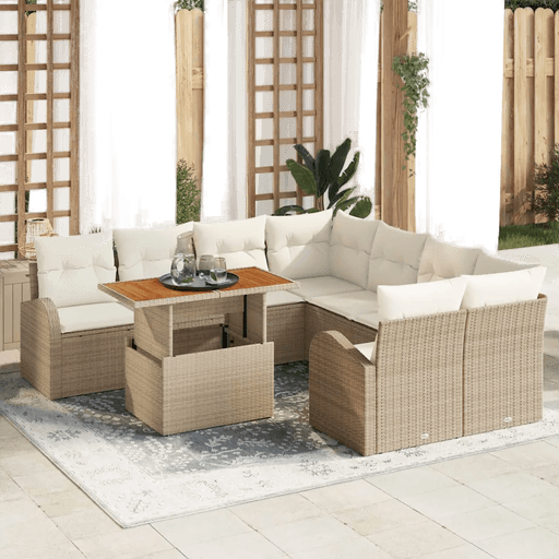Vidaxl Hagesofa Set 9 pcs Beige