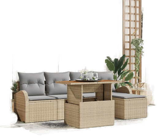 Vidaxl Hagesofa Set 6 pcs Beige