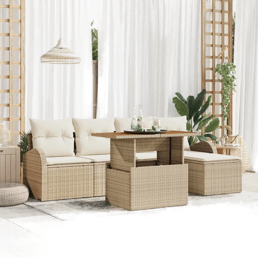 Vidaxl Hagesofa Set 6 pcs Beige