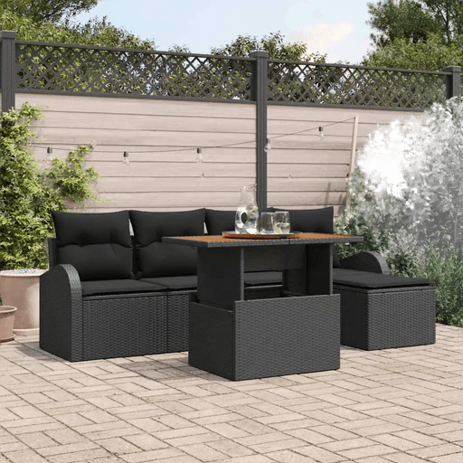 Vidaxl Hagesofa Set 6 pcs Svart