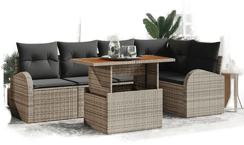 Vidaxl Hagesofa Set 6 pcs Grå