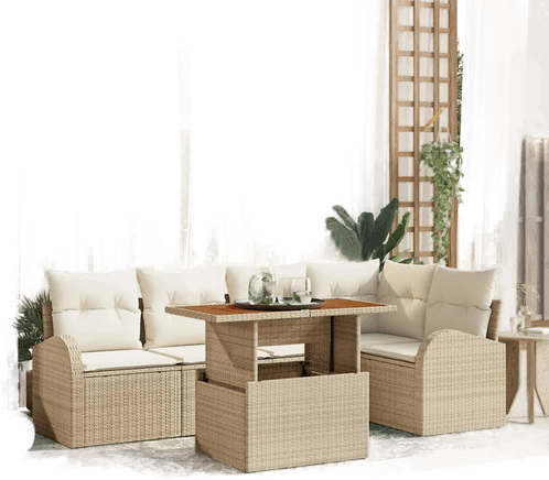 Vidaxl Hagesofa Set 6 pcs Beige