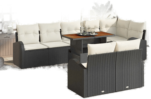 Vidaxl Hagesofa Set 9 pcs Svart