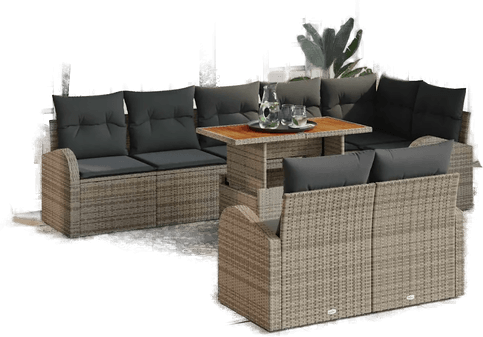 Vidaxl Hagesofa Set 9 pcs Grå