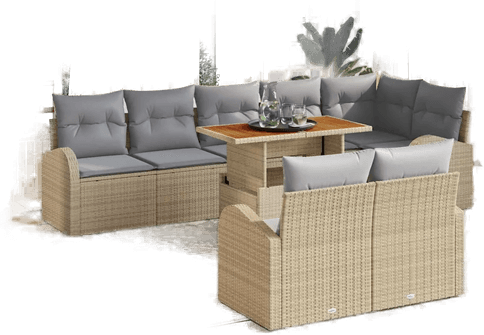Vidaxl Hagesofa Set 9 pcs Beige