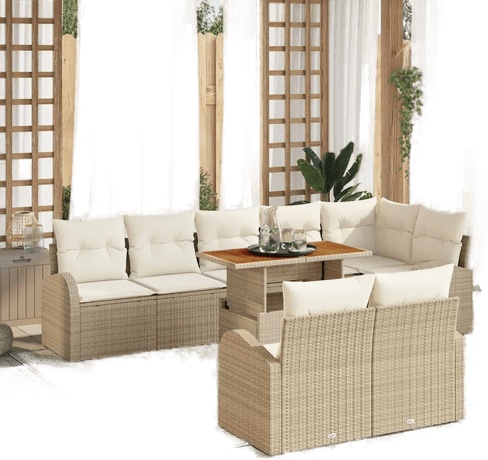 Vidaxl Hagesofa Set 9 pcs Beige