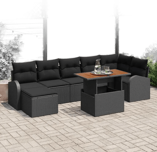 Vidaxl Hagesofa Set 8 pcs Svart