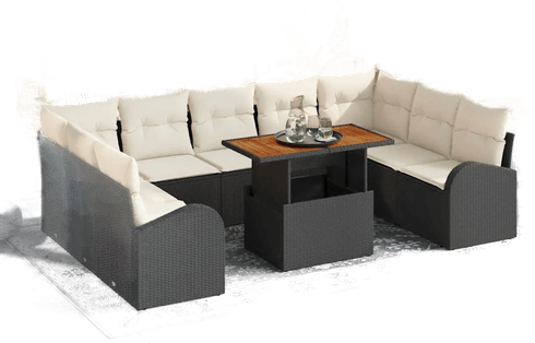 Vidaxl Hagesofa Set 10 pcs Svart