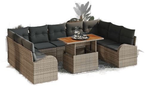 Vidaxl Hagesofa Set 10 pcs Grå