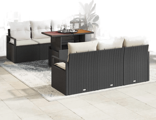 Vidaxl Hagesofa Set 7 pcs Svart